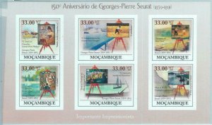 M1443 - MOZAMBIQUE - ERROR,2009 IMPERF SHEET: Georges Seurat, Art, Impressionism