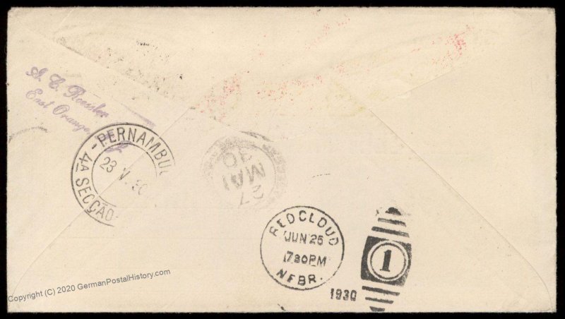 Spain Germany 1930 Graf Zeppelin Seville Si58Ab Red Cloud NE Flown Cover 97065