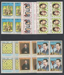 CUBA 3043-48 MNH BLOCKS OF 4 CHESS TONING [D2]