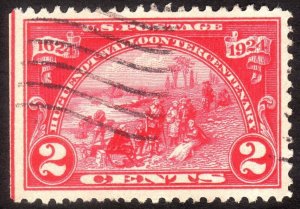 1924, US 2c, Walloons Landing, Used, Well centered, Sc 615