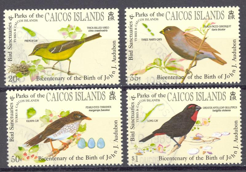 Turks & Caicos Islands Caicos Sc# 60-63 Used 1985 Audubon Birth Bicentenary