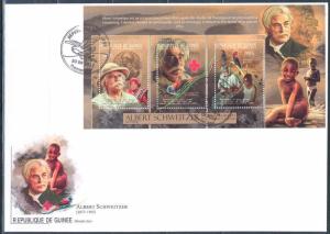 GUINEA 2012 ALBERT SCHWEITZER 60TH ANNIVERASY OF NOBEL PRIZE SHEET ON FDC