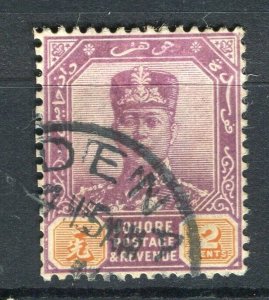 MALAYA; JOHORE early 1900s Sultan issue fine used 2c. value + POSTMARK