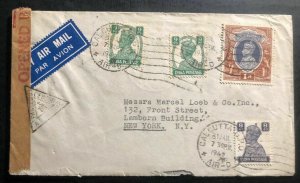 1942 Calcutta India Harrison Trading Airmail Censored Cover To New York USA