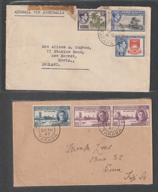 Gilbert & Ellice a 2 KGVI covers not FDC