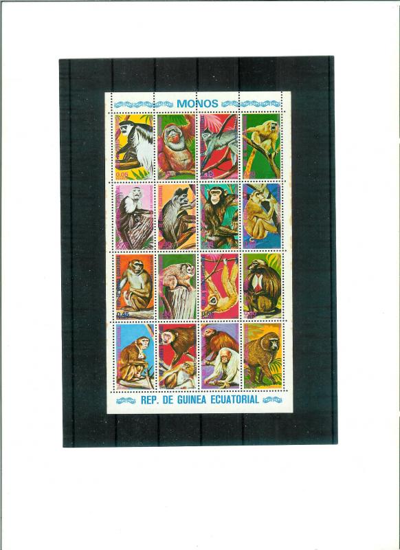 EQUATORIAL GUINEA - MONKEYS -SHEET MNH