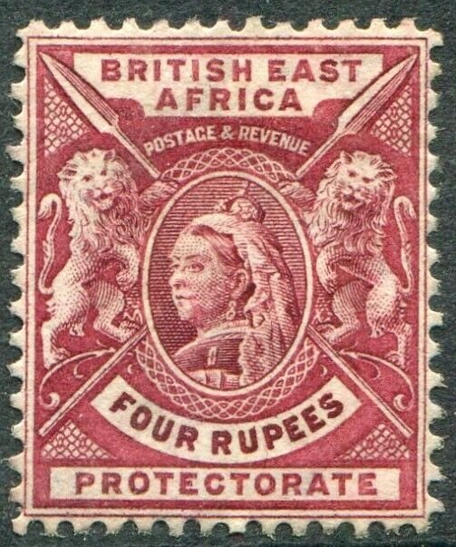 BRITISH EAST AFRICA-1896-1901 4r Carmine-Lake.  A lightly mounted mint Sg 78