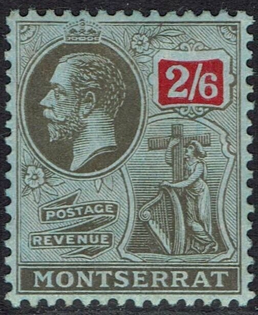 MONTSERRAT 1916 KGV BADGE 2/6 WMK MULTI CROWN CA