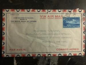 1946 the royal bank of canada Habana Cuba Airmail cover to peekskill NY USA
