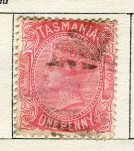 TASMANIA; 1870s early classic QV issue fine used 1d. Shade value