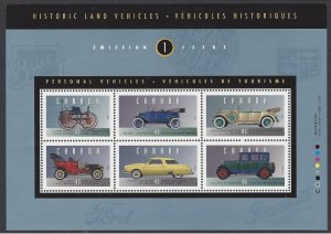 Canada #1490 Mint miniature sheet of 6, Historic land vehicles