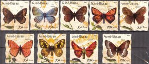 Guinea Bissau 2001 Butterflies II Set of 9 MNH**