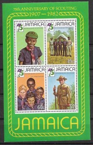 1982 Jamaica 531a Scouting Year MNH S/S