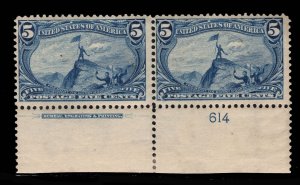 MOMEN: US STAMPS #288 IMPRINT PLATE PAIR MINT OG H LOT #87052*