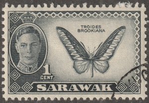 Sarawak, stamp, Scott#180, used, hinged, butterfly