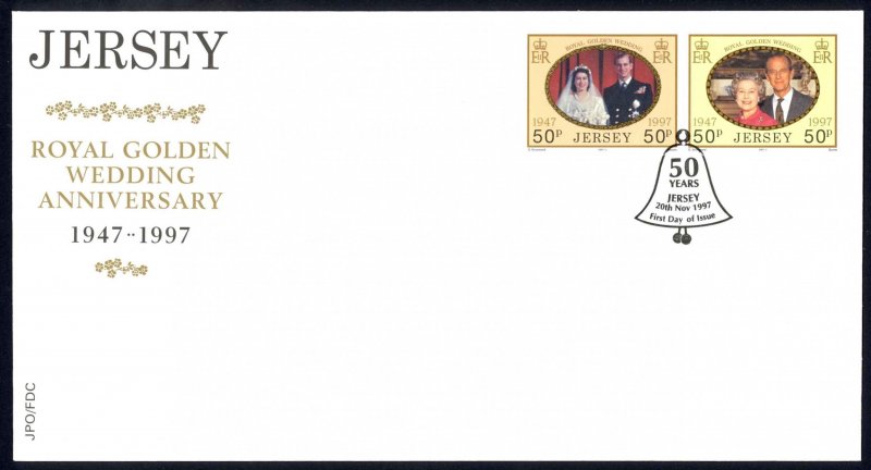 Jersey Sc# 822-823 FDC 1997 Royal Golden Wedding Anniversary