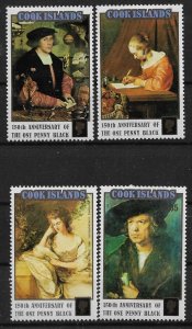 1990 Cook Islands 1034-7 Penny Black 150th Anniv.  MNH C/S of 4