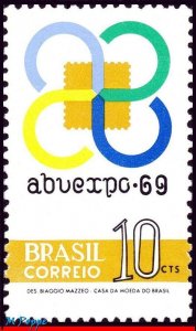 1142 BRAZIL 1969 ABUEXPO 69 PHILATELIC EXPOSITION, SP, EMBLEM MI# 1236 C-655 MNH