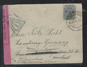 TRANSVAAL (PP1110B) 1901 BOER WAR 2 1/2D CENSOR TO GERMANY