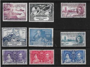 GILBERT AND ELLICE ISLANDS 1937 - 1949 COMMEMORATIVE SETS FINE USED Cat £16+