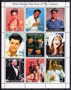 Kyrgyzstan 1999 MADONNA/BEATLES/ABBA/SINATRA Sheetlet (9) MNH