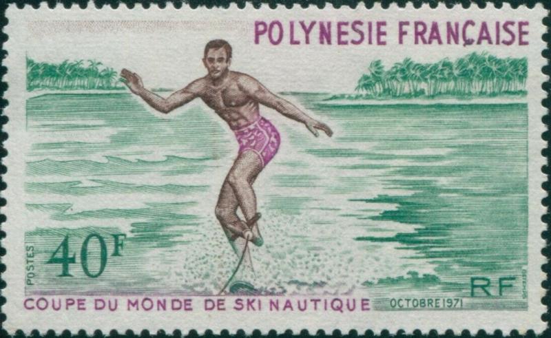 French Polynesia 1971 Sc#269,SG144 40f Water-skiing MNG