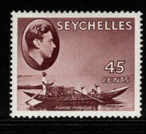 SEYCHELLES SG143b 1949 45c PURPLE-BROWN MTD MINT