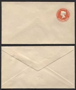 ES23 QV 4d Vermilion Stamped to Order Envelope 9 dot Florets Mint