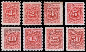 El Salvador Scott J9-16 (1896) Mint H F-VF Complete Set