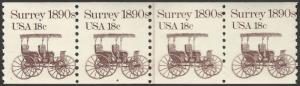 #1907 18¢ SURREY 1890s PLATE 4 COIL STRIP OF 4 BL200