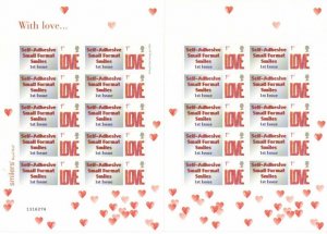 GB 2005 - Self Adhesive Small Format Smilers - With Love - TS29b