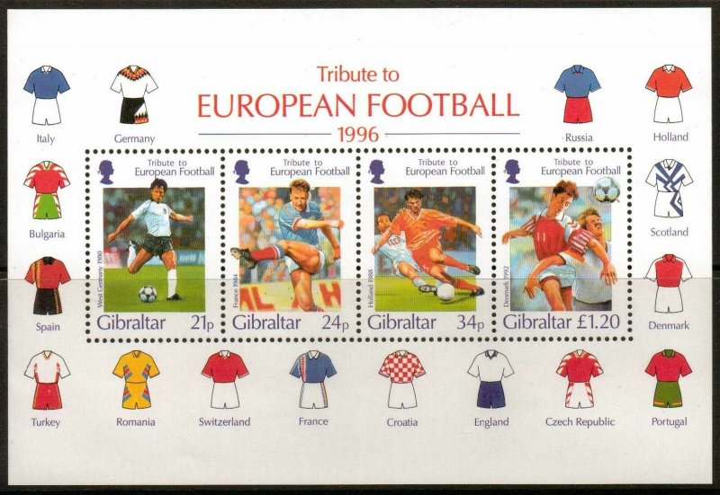 GIBRALTAR SGMS775 1995 EUROPEAN FOOTBALL MNH 