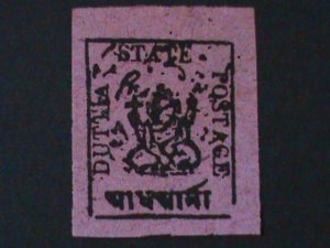 ​INDIA-DUTTIA STATES-1893 SC#5 ELEPHANT HEADED GOD POSTAGE STAMP- IMPERF MNH