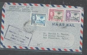 GAMBIA  (P0408B) KGVI 1941 ELEPHANT 3D+6D+1/- FF VIA CONGO TO USA 