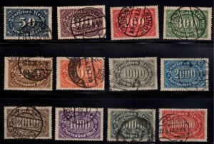 Germany Scott 198-209 Used Hyper Inflation set, 1922-1923