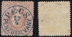 Austria - 1867 - Scott #33 - used - s.o.n. blue PECS PENZUTALVANY pmk Hungary