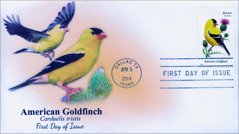 SC 4890, 2014 Songbirds, American Goldfinch, FDC,  Item 14-046