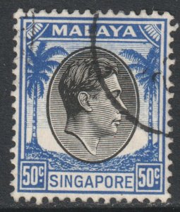 Malaya Singapore Scott 17 - SG12, 1948 George VI 50c Perf 14 used