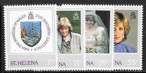 St. Helena 372 - 75 mnh 2013 SCV $3.65 Princess Diana's 21st Birthday