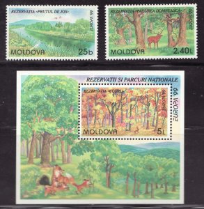 1999 Moldova Europa #301-03 Wildlife, Deer, Fox etc...   - MNH Cv$11