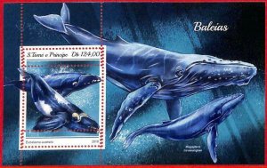 A3255 - SAO TOME & PRINCE, ERROR MIPERF, special block: 2018, whales-