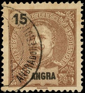 ANGRA Scott #17 VF Used - 1897 15r King Carlos-Brown - Very Clean & Sound Stamp