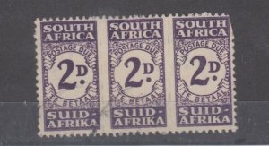 South Africa 1943 2d Postage Due Block Of 3 SGD32a VFU JK1667