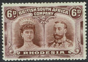 RHODESIA 1910 KGV DOUBLE HEAD 6D PERF 14