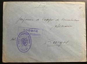 1938 Logroño Spain Censored Cover to Concentration KZ Camp Inspector Burgos