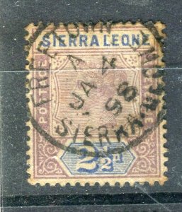 SIERRA LEONE; 1890s classic QV issue used 2.5d. value + fair Postmark