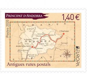 2020 Fr Andorra Old Postal Routes - Europa  (Scott 820) MNH