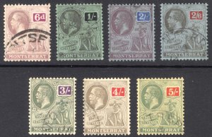 Montserrat 1922 6d-5s GV Definitive Script Scott 68-74 SG 77-83 VFU Cat $218