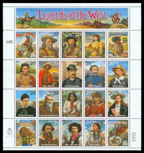 Scott 2870 1994 29c Recalled Legends of the West Sheet Mint NH Cat $125