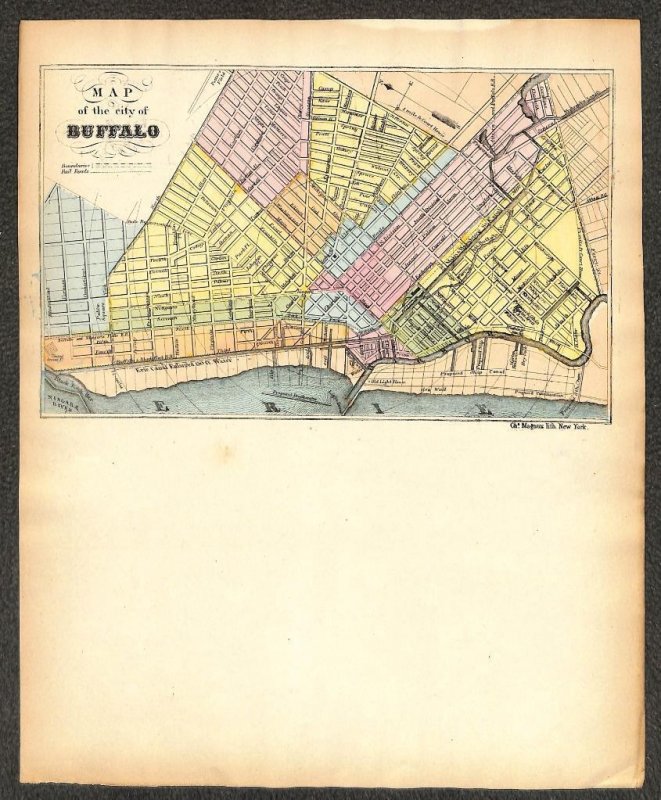 MAGNUS MAP OF THE CITY OF BUFFALO NEW YORK RAILROADS (1850s)